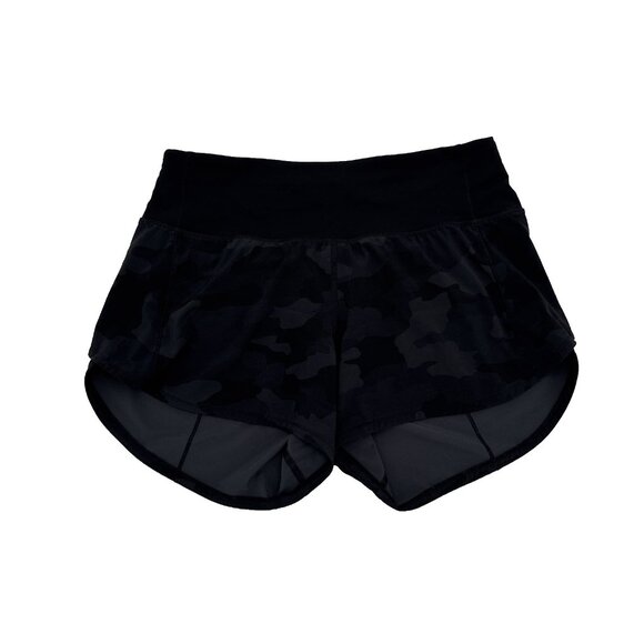 Lululemon Run Speed Up High Rise Shorts 4” Lined Black Camo Size 4 tall W7B40S - Picture 2 of 8